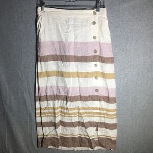 Womens Rachel Zoe Skirt Midi Length Lagenlook Linen Pastel Summer Spring Casual